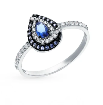 

Silver ring with quartz and cubic zirconia sunlight sample 925 test