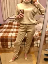 Suit Pant Knitted MVGIRLRU Sweater Winter Womens Warm Wool Soft Pullover