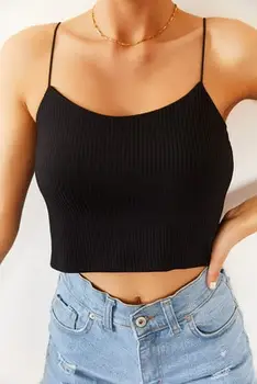 

XENA Women Blouse Strap Camisole Blouse Black White 70 Cotton Fine Quality