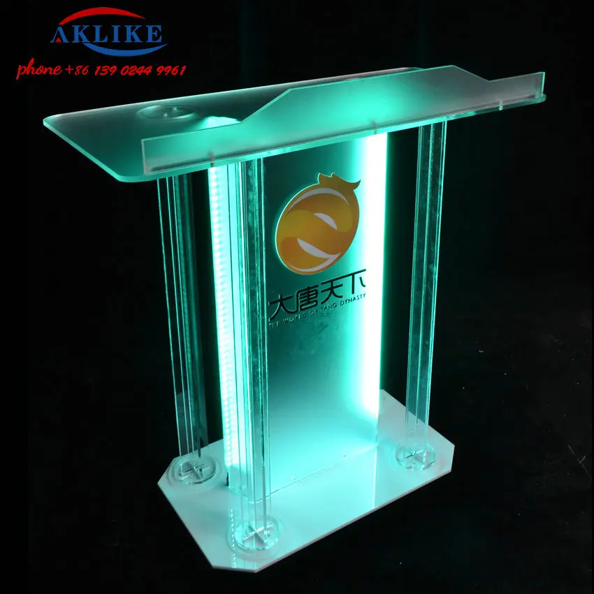 AKLIKE Modern Podium Lectern Acrylic Church Pulpit With Led Christian Pulpit Wedding Event Dais