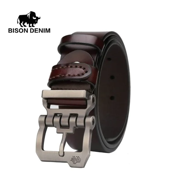 Мужской ремень с винтажной пряжкой Bison Denim N71223 - Цвет: Coffee