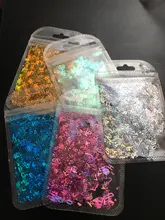 Letras holográficas de resina epoxi con purpurina gruesa, letras gruesas, lentejuelas mezcladas, alfabeto, 5 colores, 2g por