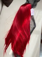 HANNE-Peluca de fiesta larga y recta para mujer, color rojo/Verde/azul/morado, fibra resistente al calor, aspecto Natural