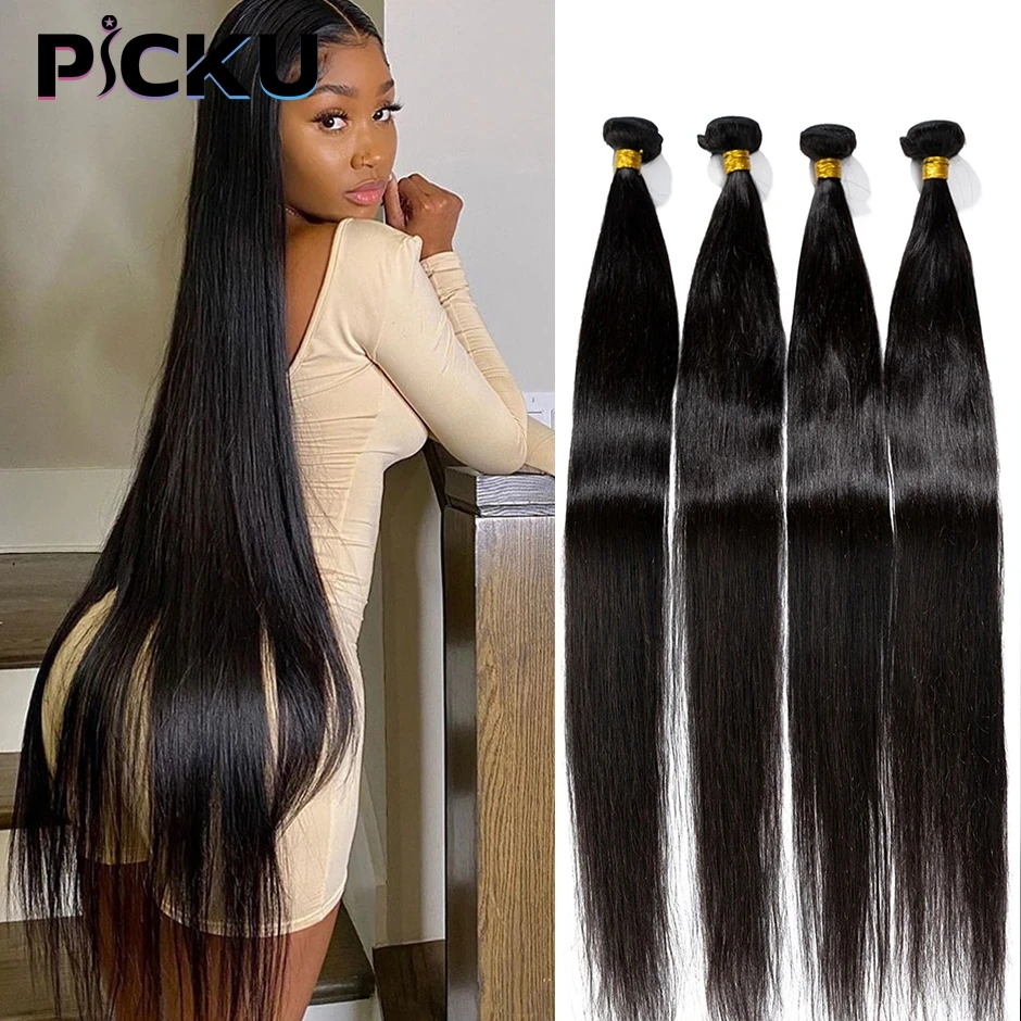 

Straight Bundles 32 34 36 38 40 inches Long Brazilian Hair Double Wefts Bundles Human Hair Extensiones 1/3/4 Bundles Remy Hair