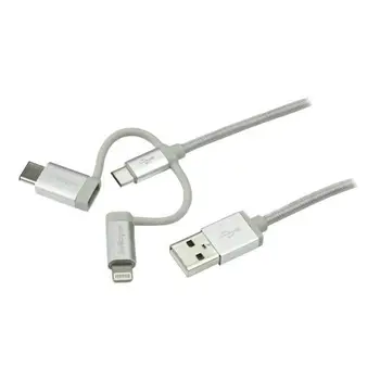 

StarTech.com USB Cord Breakout 1m - Lightning USB-C, Micro USB (LTCUB1MGR)
