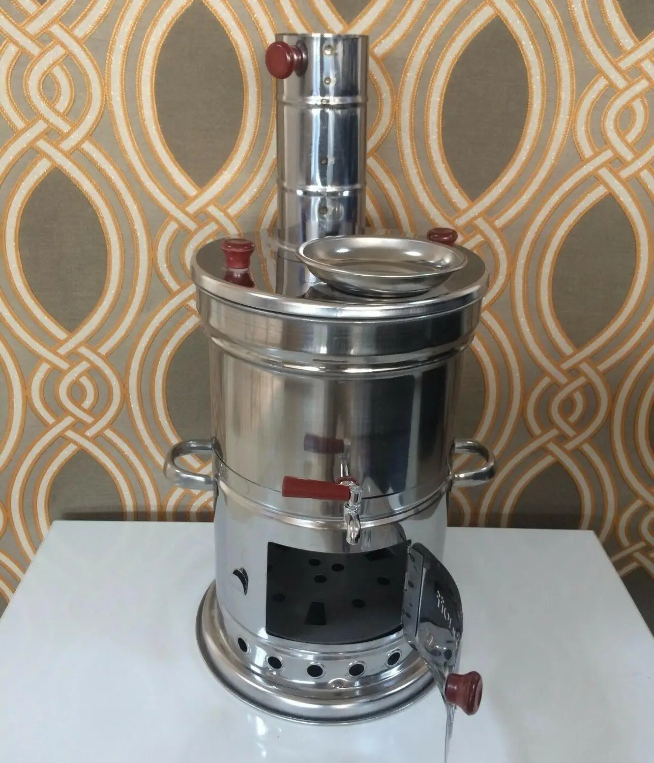 Samovar Tea Kettle Yachting Hiking Picnic for Camping Turkish Semaver Charcoal and Wood Water Heater Boiler Hunting