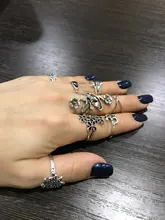 Tocona 14 unids/set Vintage Color de plata antiguo anillo para mujer rosa girasoles Cruz geométrico joyas bohemias 4 кольцо 6391