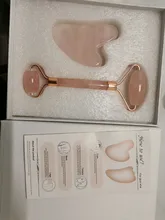 Rodillo de cuarzo rosa natural para masaje facial, rodillo para masaje facial con piedra de jade natural, adelgazante, eliminación de arrugas en cara y barbilla, herramienta para el cuidado de la belleza