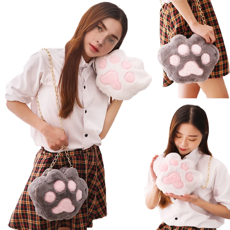 Kawaii плюшевый мишка в форме лапы, плюшевый рюкзак, мягкие куклы из мультфильма игрушечный кошелек, детские милые сумки на плечо для девочек, рождественские подарки 25*25 см