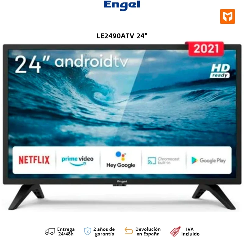 Smart TV Engel, LE2490 24 "and 32" LE3290 HD Ready | 42 "FHD LE4290 | 50"  UHD 4K LE5090, LED, Android TV, VBT2, USB PVR, Chromecast integrated,  google Assistant, Time Shift function,