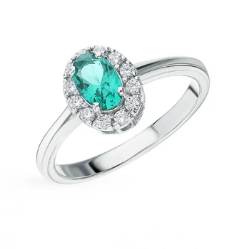 

Silver ring with cubic zirconia and Emerald sunlight sample 925 test