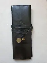 Nuevo estilo de cuero de la PU monedero bolsa de maquillaje Pem lápiz caso cosmético bolso Retro