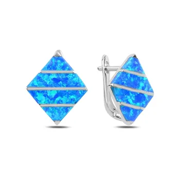 

Teleplus Opal Stone J Earrings 925 Sterling Silver
