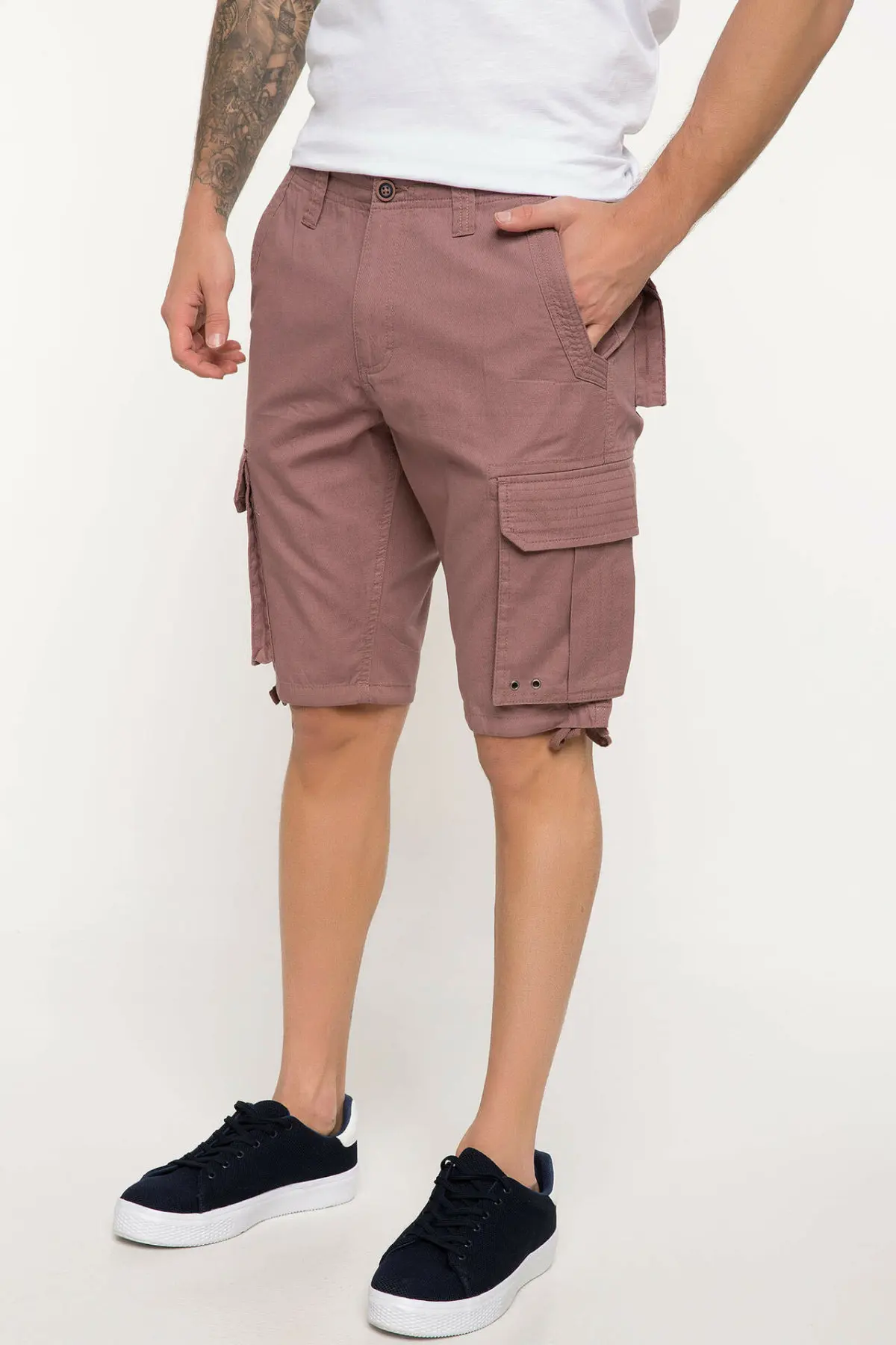 

DeFacto Man Summer Pink Color Casual Shorts Men Pockets Decors Bermuda Short Bottoms Male Mid-waist Shorts-I6307AZ18SM