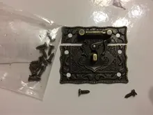 Antique Bronze Padlock Lock Jewelry Wood Box Latch Hasp Clasp +2pcs Suitcase Cabinet