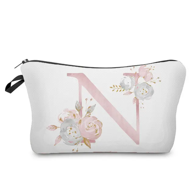 Flowers Alphabet Printed Cosmetic Bags  Bridal Party Make Up Bags Pouch Necessaries Lady Tote Bride Bridesmaid Proposal Gift hz2410