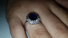 Anillo azul de compromiso para mujer, amuletos de Princesa Diana, William, Sofía, Middleton, joyería de boda