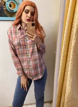 KarSaNy Boyfriend Oversized Shirt Plaid For Women Blouses And Tops Spring Loose Plaid