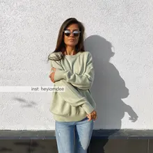 Hirsion-suéter holgado de gran tamaño para mujer, jersey básico de punto elegante, cuello redondo, suave, de Cachemira, para invierno, 2020