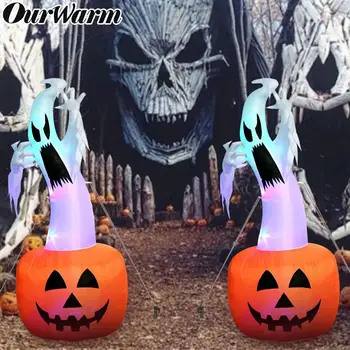 

OurWarm 6ft Halloween Inflatable Pumpkin Ghost Halloween Decorations Scary Blow in Pumpkin Up Outdoor Yard Shopping mall Decor