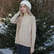 Sweater Pullovers Mock-Neck Beige Purple Winter Green 8-Colors High-Quality Women C-232