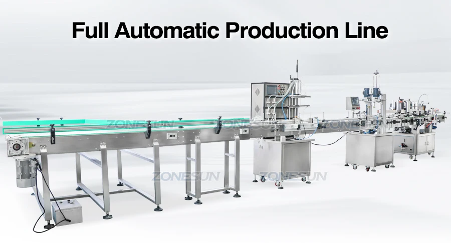 ZONESUN ZS-FAL180X4 4 Heads Magnetic Pump Liquid Filling Capping And Labeling Machine Line