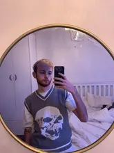 Rapcopter-suéteres Y2K para mujer, suéteres de calaveras con cuello de pico, blusas de punto azules informales holgadas, ropa de calle Retro para mujer, Tops de punto 2020