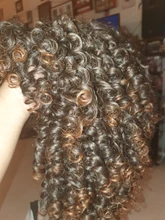 NNZES-peluca Afro rizada para mujeres negras, pelo largo sintético con flequillo, color negro y gris, 14 pulgadas