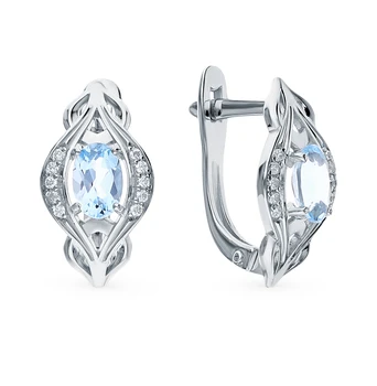 

Silver earrings with Topaz and cubic zirconia sunlight sample 925