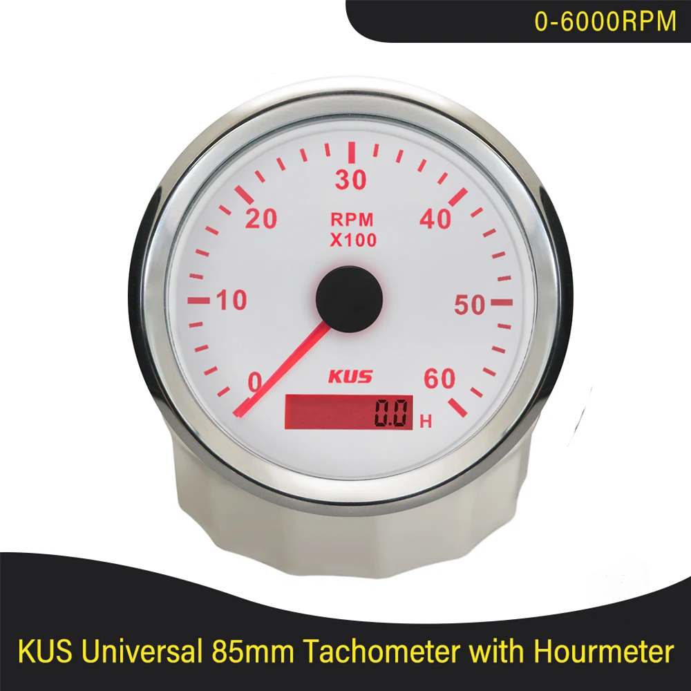 Tachometer Gauge Engine Tachometer Tachometer Meter Engine Hour Meter 85MM Gasoline Diesel Engine Tachometer 3000RPM 4000RPM 6000RPM 8000RPM with Hourmeter Boat Truck Car RV Waterproof