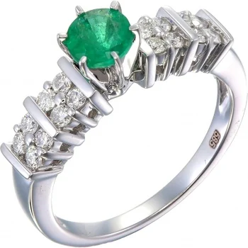

Sargon jewelry emerald ring with white gold diamonds