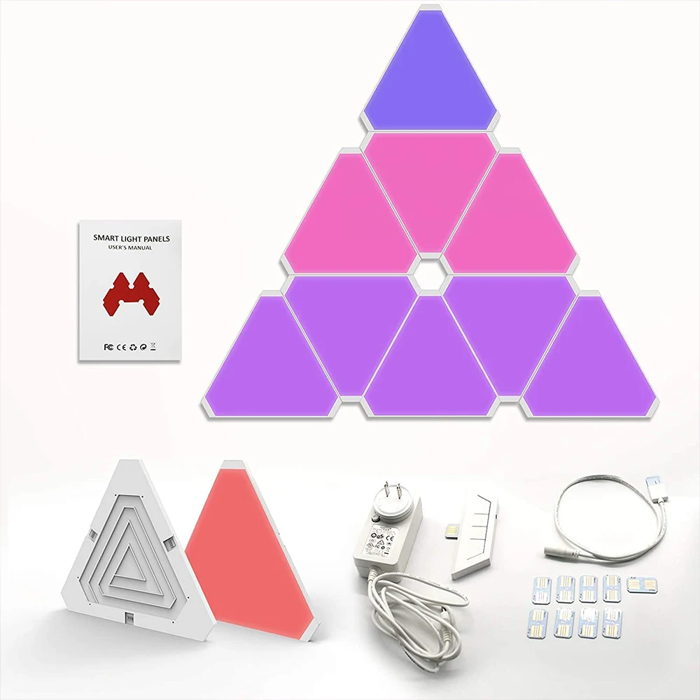Painéis de Luz Trabalho com Alexa Casa para o Quarto Triângulo Inteligente Parede Rhythm Edition 9 Pacote Google Jogo Decoração Festa Rgb Led 1 Computers & Electronics