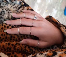 7 unids/set moda de Corea mezclado anillo geométrica redonda de Metal oro gemelos de Color plateado anillos abiertos de la joyería para las mujeres