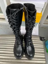Botas hasta la rodilla de piel sintética con plataforma gruesa para Mujer, botines largos con cordones, con cremallera, estilo Punk, Chelsea, 2020