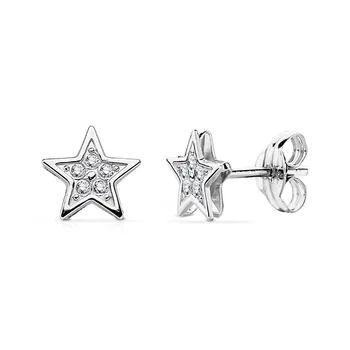 

Earrings 18k white gold star 6.5mm. [AA7325]