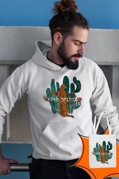 

Angemiel Wear Cactus And Çitanın White Male Hooded Sweatshirt Bags Kombin