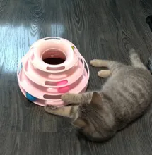 3 Levels Pet Cat Toy Tower Tracks Disc Interacitve Cat Toys Ball Training Amusement Plate