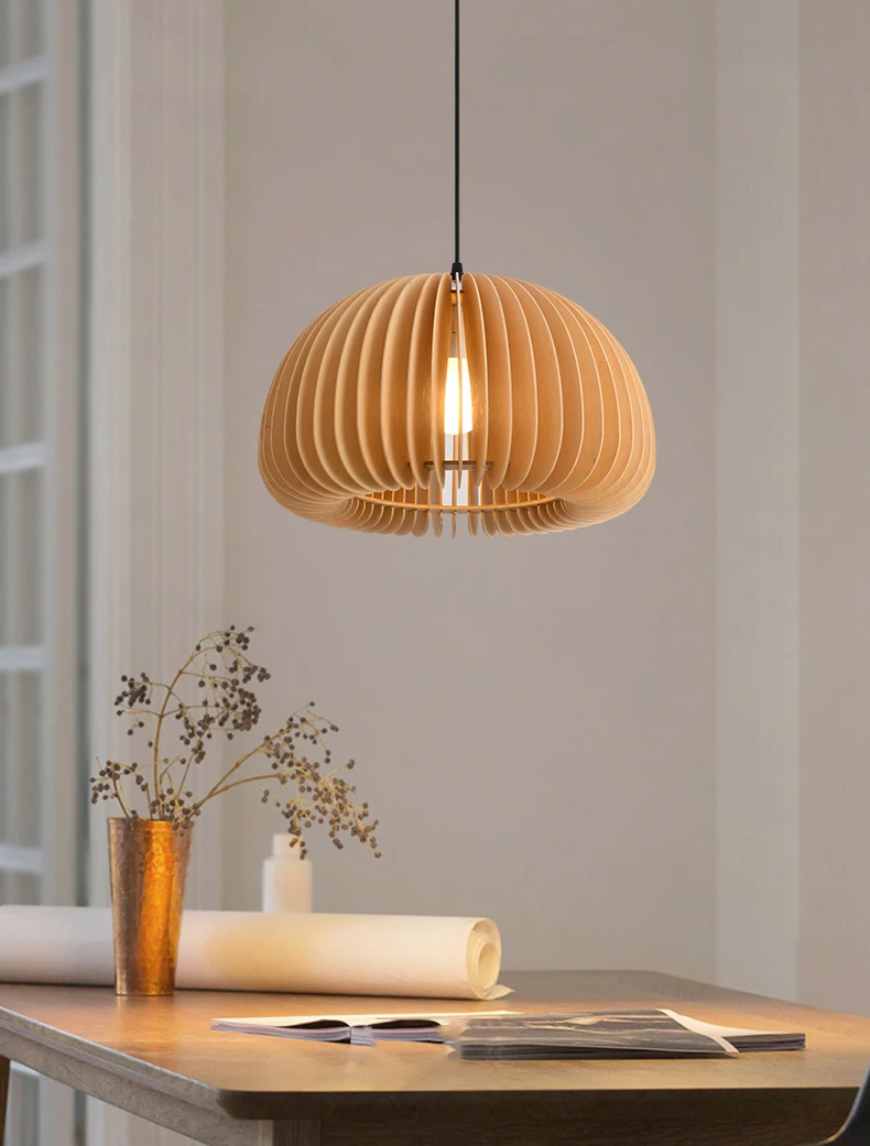 unique chandeliers Modern Creative Pumpkin Chandeliers For Dining Room Kitchen Wood Color Edison E27 Pendant Lamp Bedroom Bedside Lighting Fixtures crystal chandelier