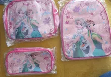 Disney 3 unids/set niños de dibujos animados de las niñas Elsa princesa mochilas lindo niños mochilas de los niños de la escuela bolsa