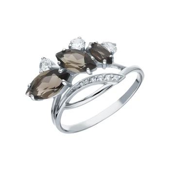 

Silver ring with раухтопазами and cubic zirconia sunlight sample 925