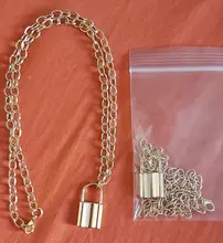 Cadena de eslabones Punk para mujer, colgante con candado de color dorado y plateado, joyería Punk