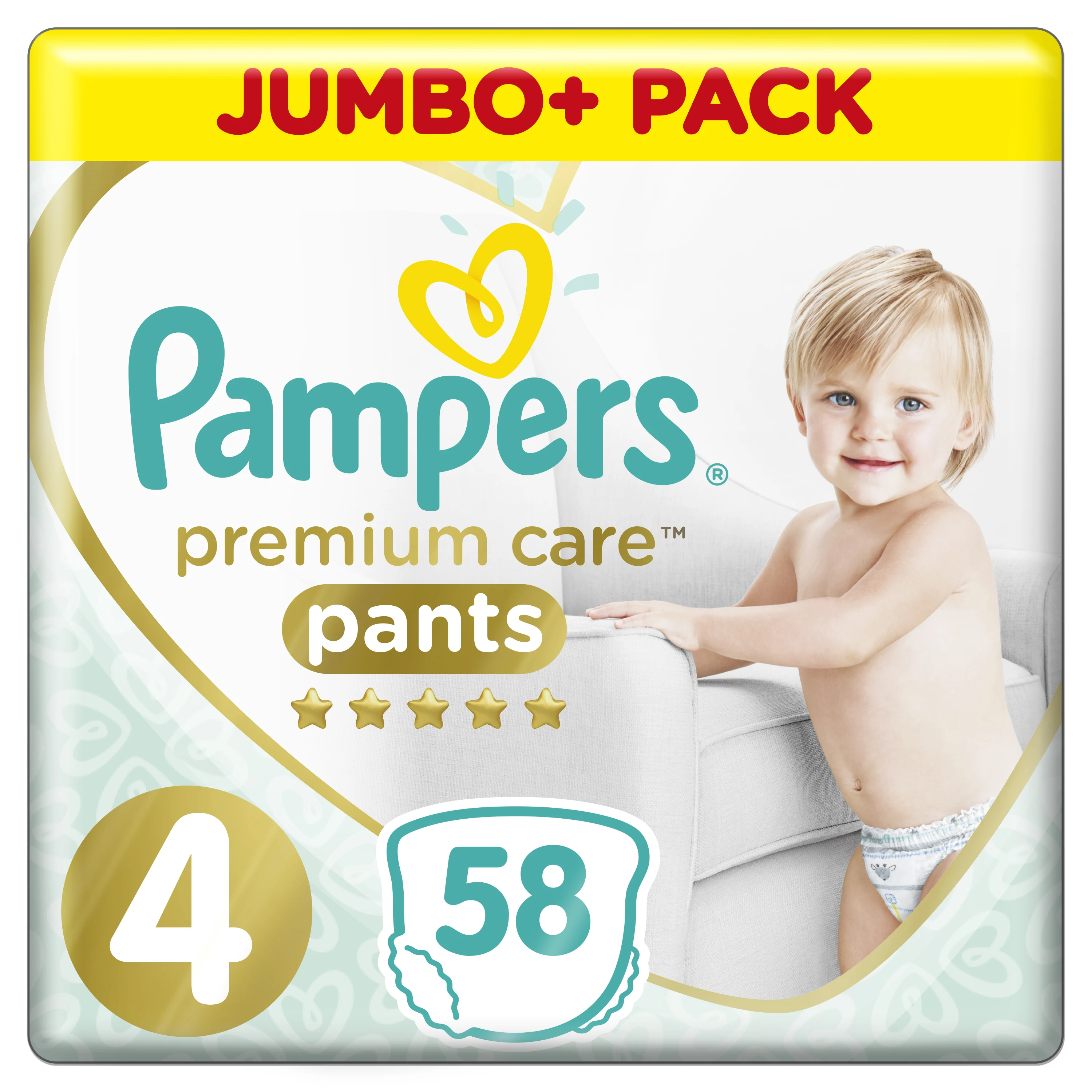 Подгузники-трусики Pampers Premium Care 9-15 кг, размер 4, 58 шт