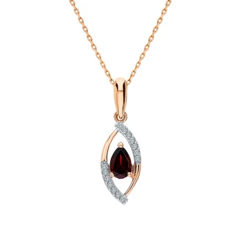 

Gold pendant with cubic zirconia and Garnet sunlight sample 585