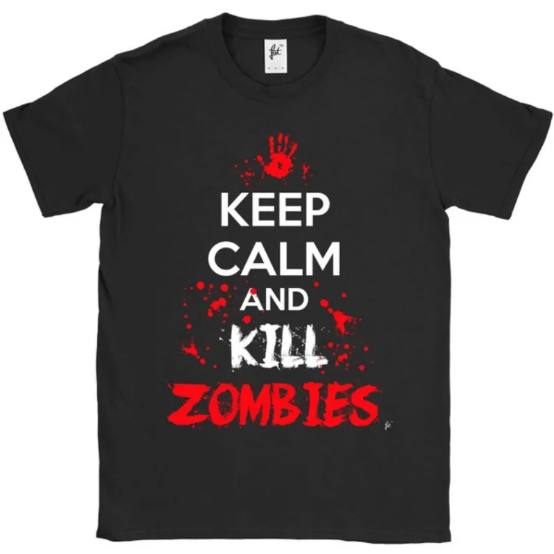 Мужская футболка с коротким рукавом Keep Calm Kill зомби Апокалипсис крови брызги |