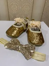 Ma & Baby-zapatos de princesa para bebés recién nacidos de 0 a 18 meses, con lentejuelas y lazo, para primeros pasos y diadema