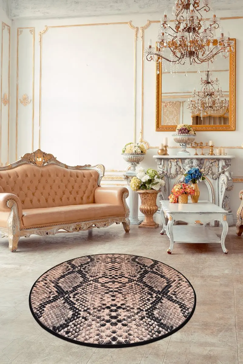 Коврики для гостиной-ковры для гостиной-Декор для комнаты-серый ковер-Декор для гостиной | Snakedekoratif диаметр 100 см