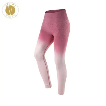 

Seamless Compression Gradient Gym Leggings - Women's Ribbed Control Slimming Running Run Tights