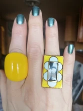 FishSheep Punk geométrico grande de resina anillos para las mujeres de gran colorido redondo acrílico brillo anillo de dedo de moda femenina joyería de fiesta