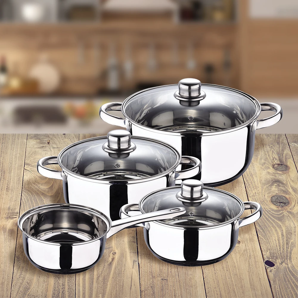 Aanhoudend het internet Zwart TOYAR HOME non-stick induction cookware set, 7 pieces, kitchen battery,  with glass lids, fit for all kinds of kitchens, stainless steel, energy  saving, fit for matchmaking - AliExpress Home & Garden