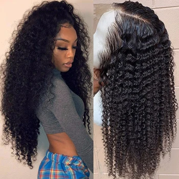 Mongolian Kinky Curly Lace Front Human Hair Wigs Prepluck Natural Hairline 150% Density Beaudiva Human Hair Wigs For Black Women 1